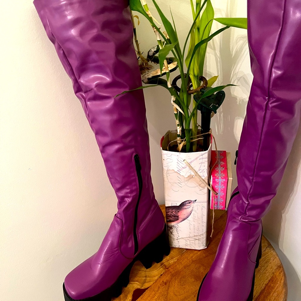 Beautiful purple over the knee boots size 42 European size. US size 9.5 and 9